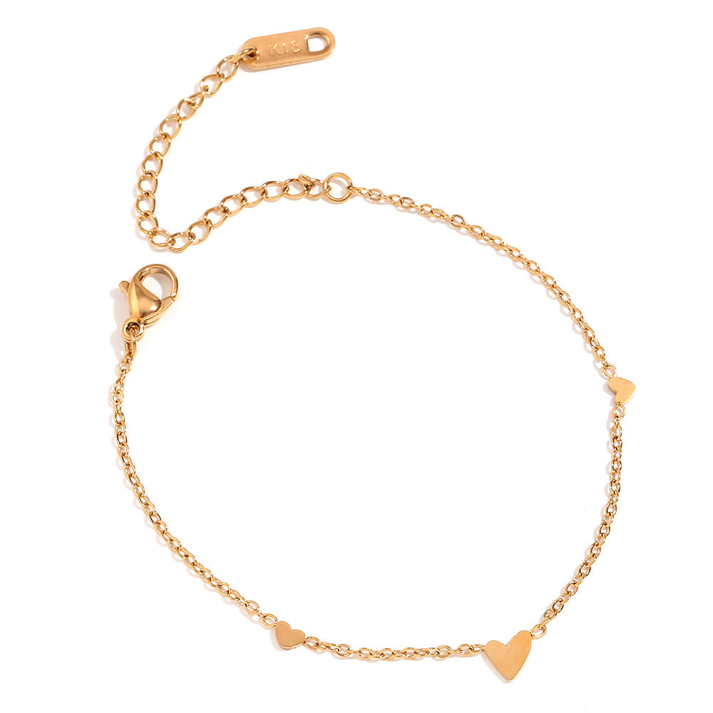 Women Fashion Heart Stainless Steel 18K Gold Plated Bracelets