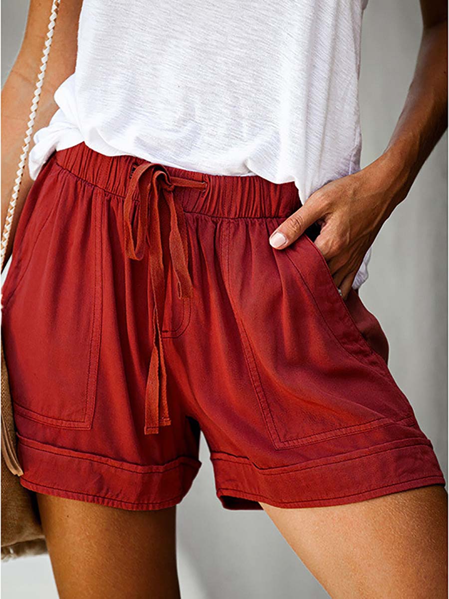 High-Waisted Elasticated Tie Shorts(7 Colors)