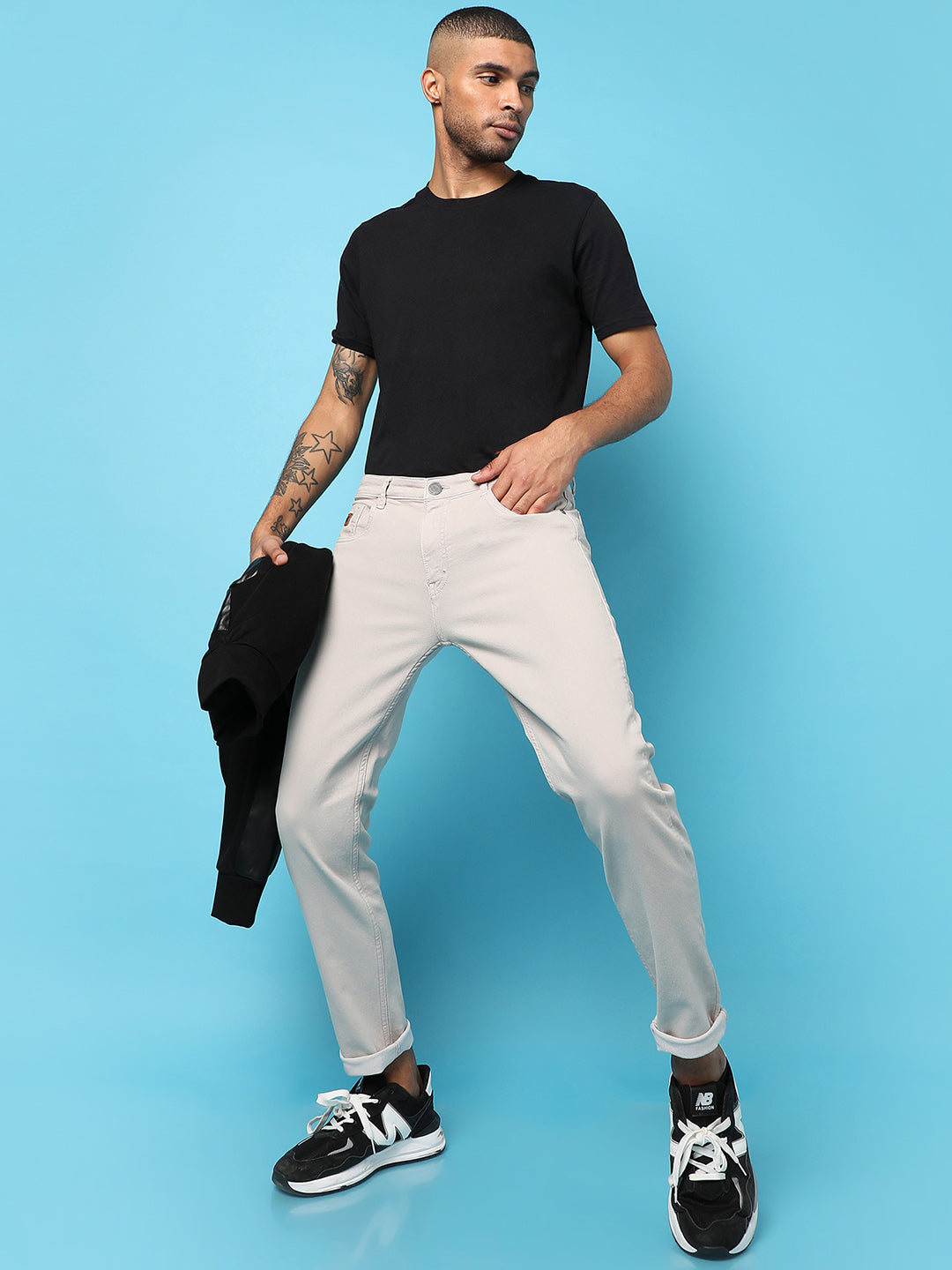 Rolled Hem Denim Jeans