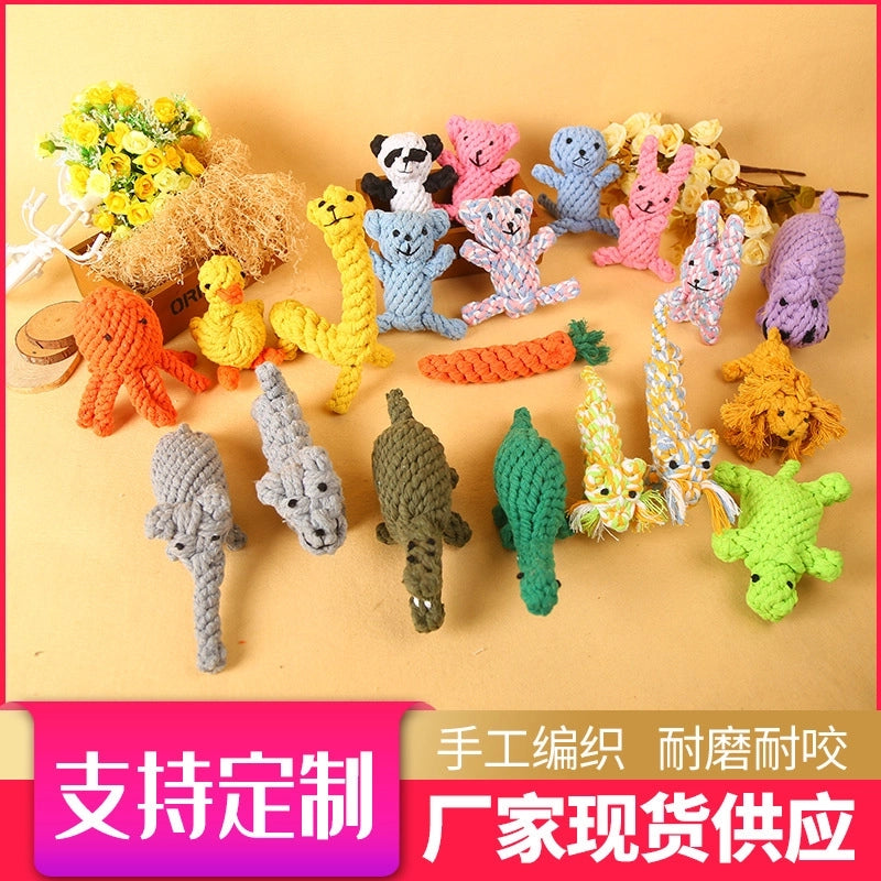 Cute Woven Animal Cotton Rope Molar Cat And Dog Toys