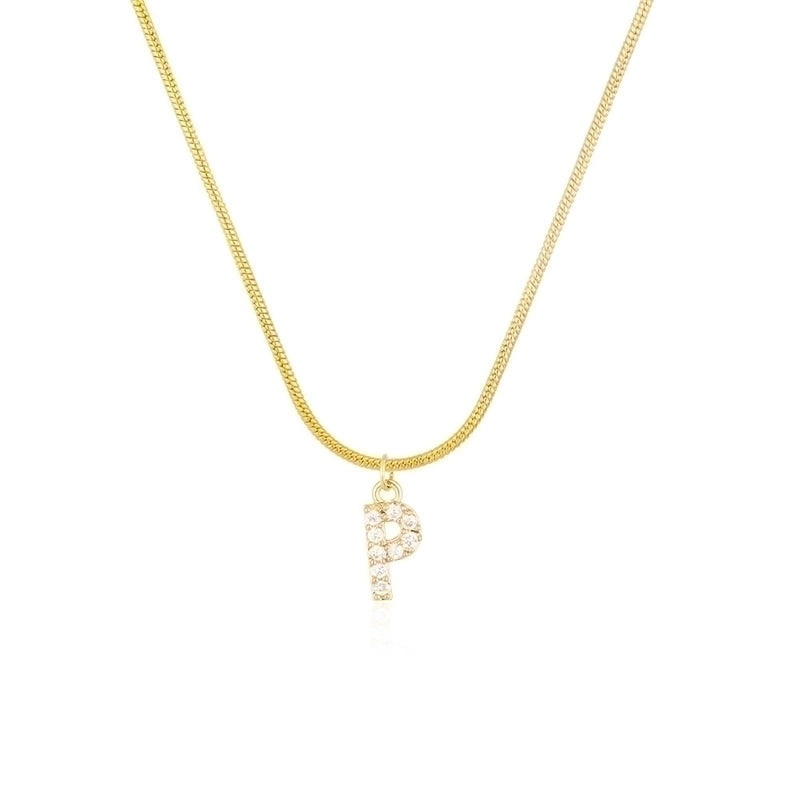 304 Stainless Steel Copper Classic Style Inlay Letter Zircon Pendant Necklace