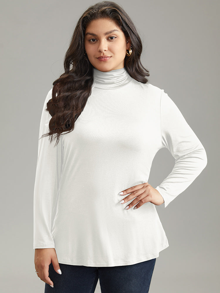 Supersoft Essentials Solid Funnel Neck Knit T-shirt