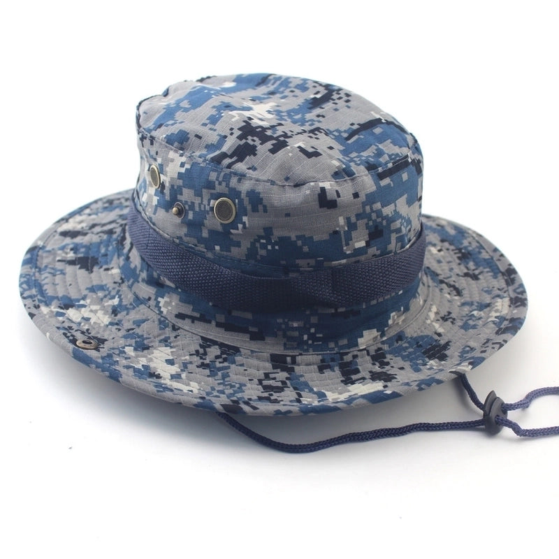 Adults Casual Solid Color Camouflage Flat Eaves Bucket Hat