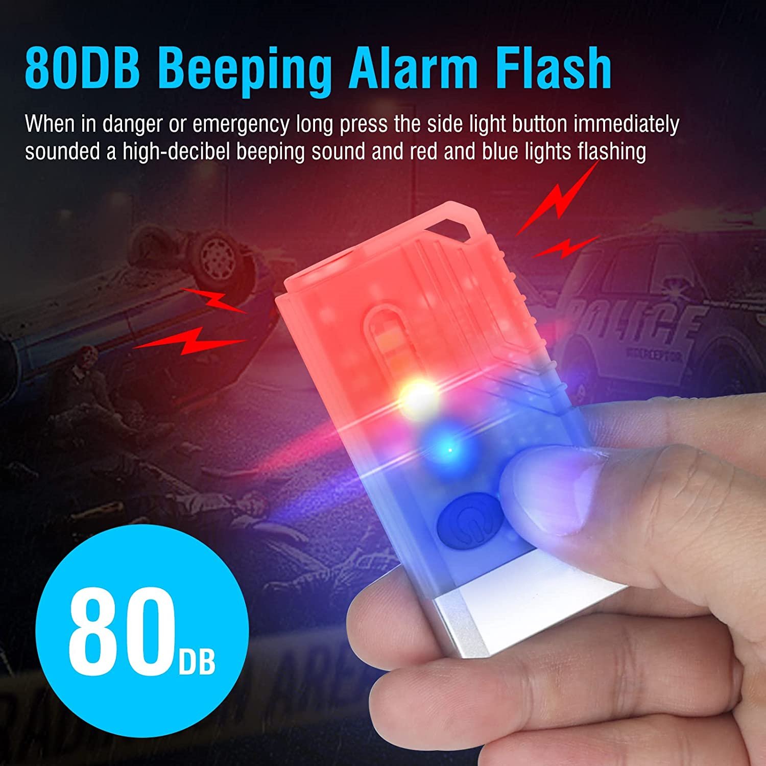 Small Powerful EDC Flashlight with Red UV Blue Light -Super Bright 1000LM