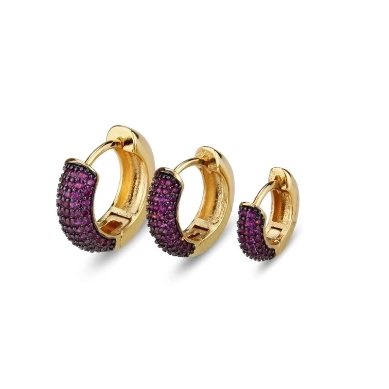 Minimalist Circle Copper Zircon 18K Gold Plated Earrings