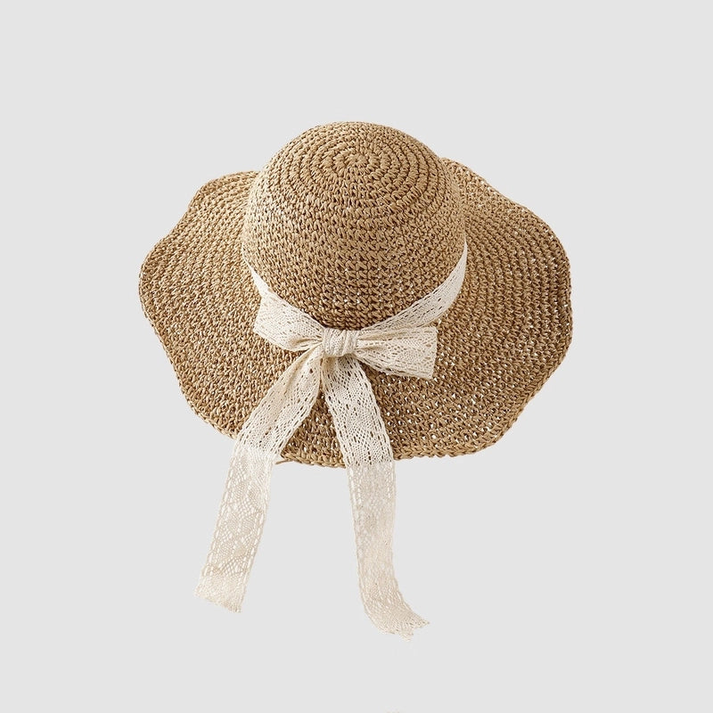 Women's Vacation Minimalist Letter Solid Color Big Eaves Straw Hat