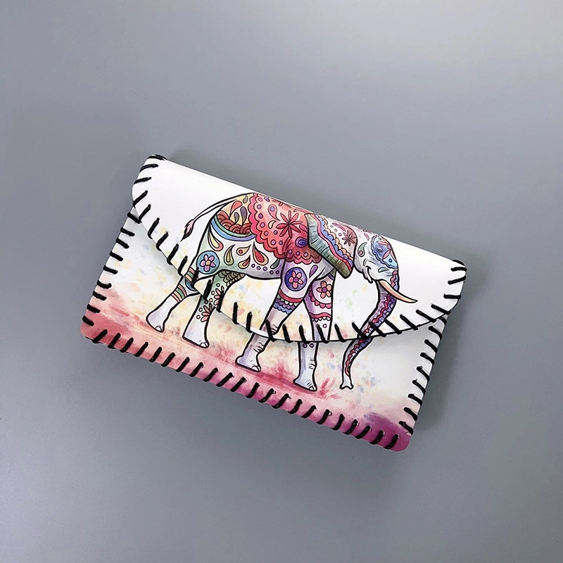 Women's Small Pu Leather Geometric Ethnic Style Square Magnetic Buckle Phone Wallets