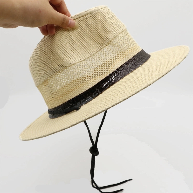 Men's Streetwear Color Block Flat Eaves Straw Hat