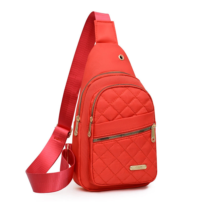Chest Bag Women's New Korean-style Crossbody Bag Girls' Sports Chest Bag Street Oxford Cloth Simple Chest Bag