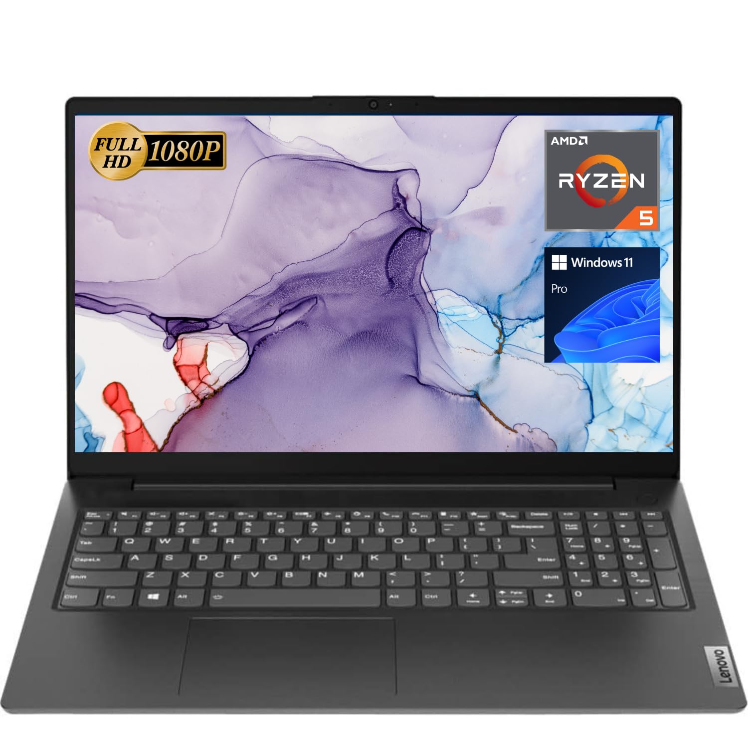 Lenovo Computadora portátil V15, pantalla FHD de 15.6 pulgadas, procesador AMD Ryzen 5 5500U Hexa-core (Beat Intel i7-1065G7), 16 GB de RAM, SSD de 512 GB, HDMI, RJ45, teclado numérico, Wi-Fi, Windows 11 Pro, negro