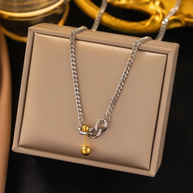Elegant Streetwear Round Moon Heart Shape Titanium Steel Plating Pendant Necklace