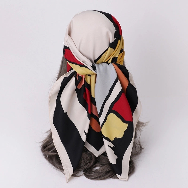 Women's Classic Style Color Block Polyester Shawl