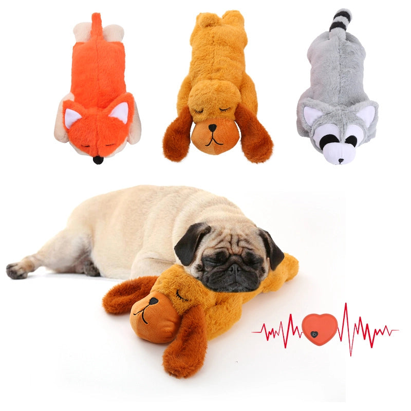 Pet Soothing Plush Animal Dog Toy Simulated Heartbeat Anxiety Soothing Companion Sleep Aid Pet Toy