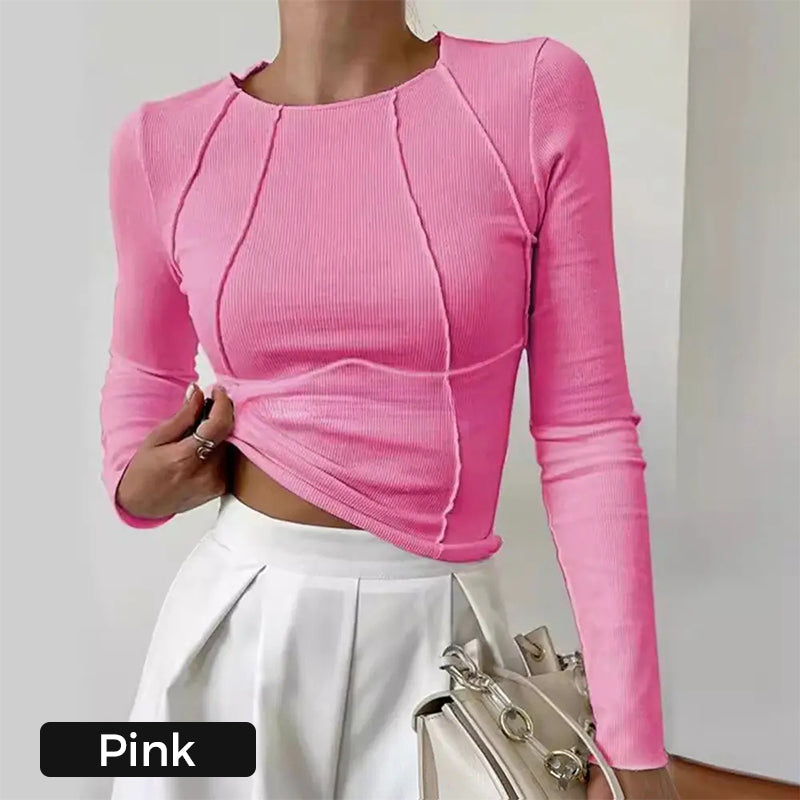 🍃Solid Color Round Neck Slim Knit Top