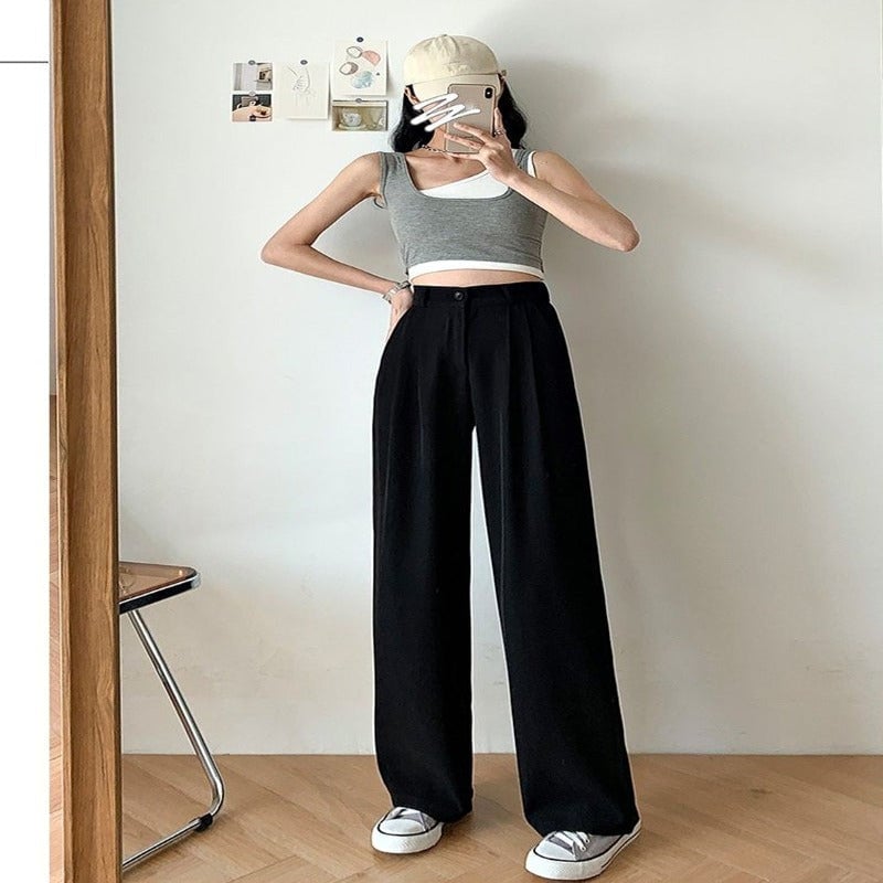 Women's Wide Leg Lose High Waist Casual Trousers