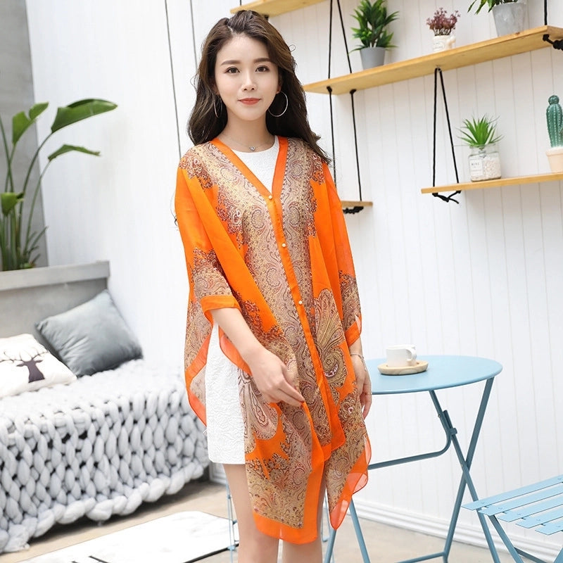 Women's Minimalist Printing Satin Silk Scarf