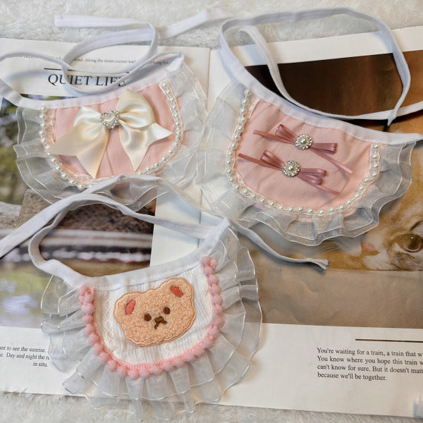Pink Bow Dog Cat Bandana Bibs