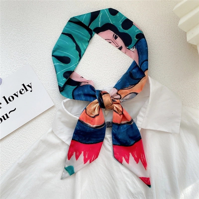 Women's Sweet Oil Painting Polyester Silk Scarves