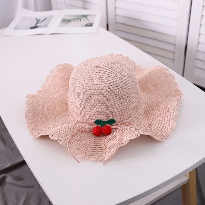 Women's Streetwear Cherry Ruffles Straw Hat