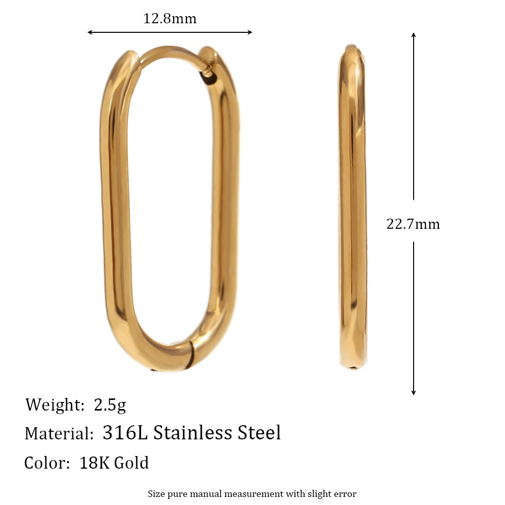 Fashion Niche Simple Retro Earrings Stainless Steel Plated 18K Gold Casting Micro-Inlaid Wave Earrings For Women