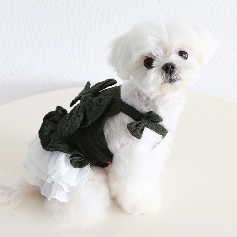 Sweet Big Bow Dog Cat Chiffon Dress