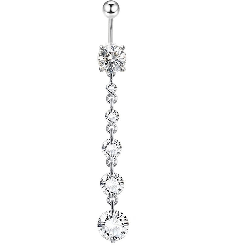 Minimalist Heart Shape Bow Knot Stainless Steel Plating Zircon Belly Ring 1 Piece