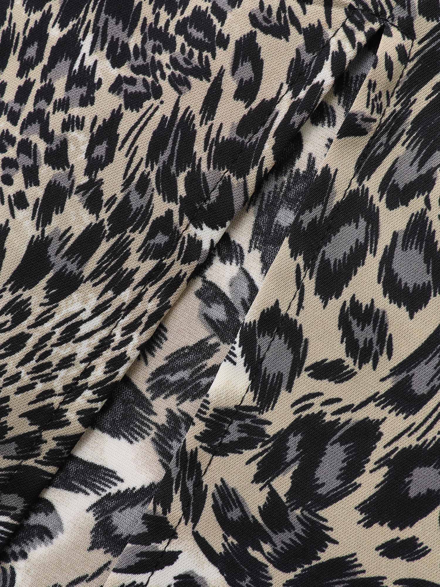 Cowl Neck Leopard Print Maxi Dress