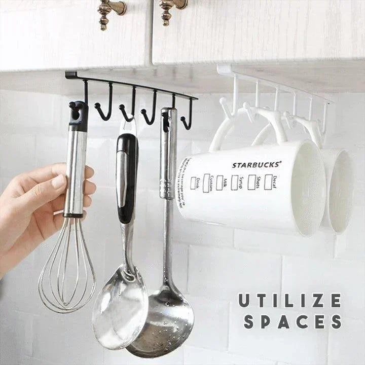 (Summer Hot Sale- 50% OFF) Under-Cabinet Hanger Rack (6 Hooks)- Buy 2 Get Extra 10% OFF