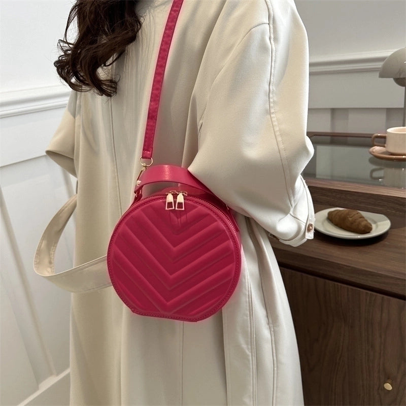 Women's Small Pu Leather Solid Color Basic Zipper Handbag
