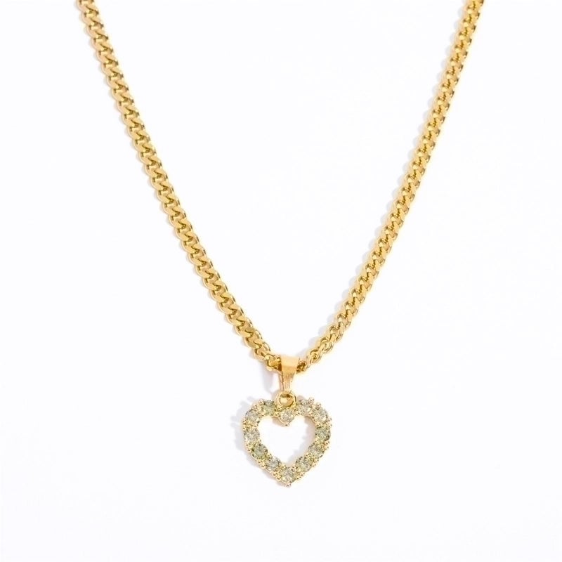 Modern Style Sun Heart Shape Stainless Steel Titanium Steel Plating Inlay Zircon Pendant Necklace