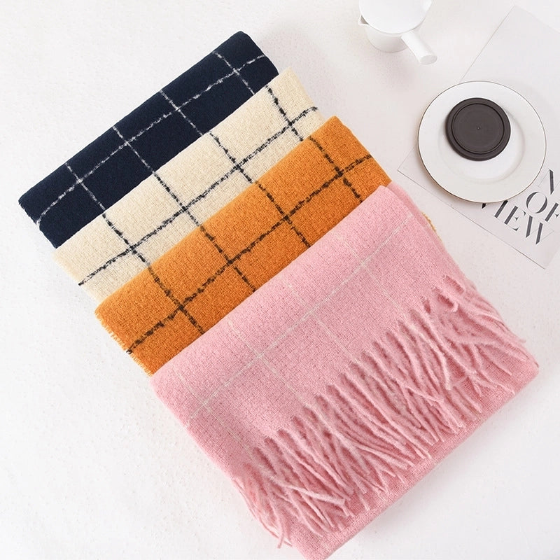 Women's Basic Plaid Imitation Cashmere Polyester Scarf