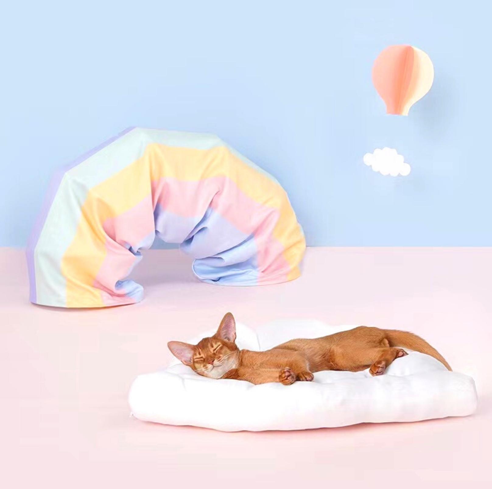 Rainbow Tunnel Toys and Removable Cat Bed