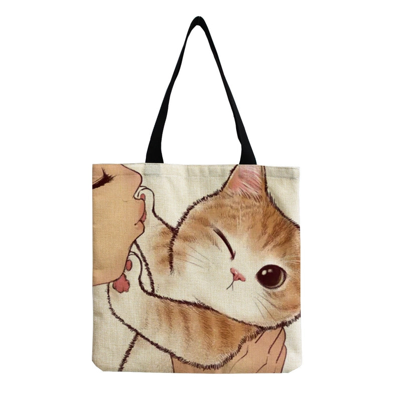 Women's Linen Animal Cute Square Open Shoulder Bag
