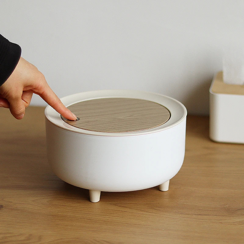 CREATIVE MINI DESKTOP TRASH CAN WITH LID – BEDROOM OFFICE COFFEE TABLE WASTE BIN TABLE TOP