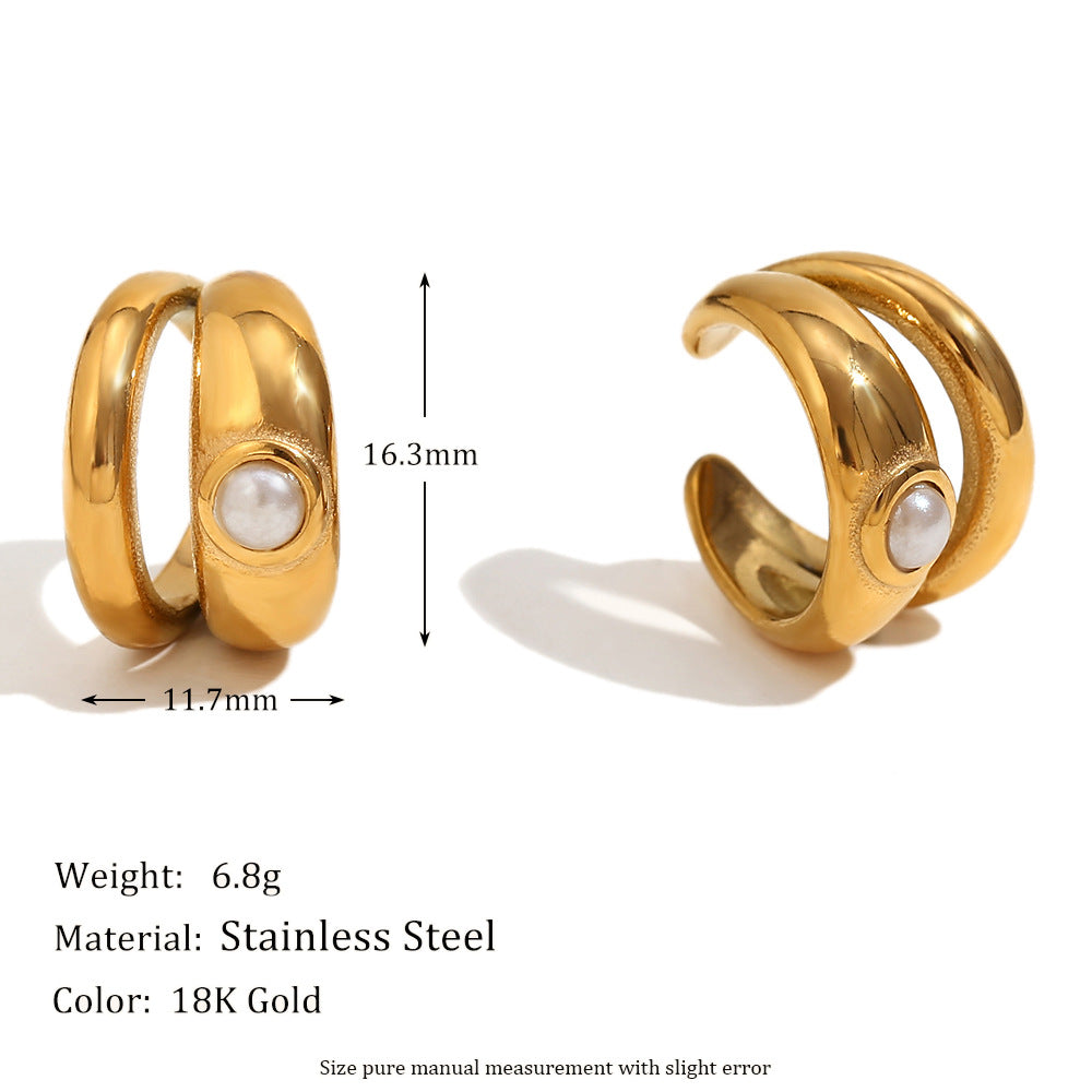 Niche High-End Retro Hot-Selling Earrings Stainless Steel 18K Gold-Plated Natural Stone Long Water Drop Earrings For Women