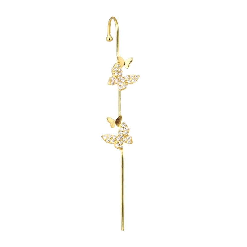 Cross-border Creative Piercing Jewelry Earrings Copper Inlaid Zircon Gold-plated Earrings Around Auricle Slash Ear Hanging