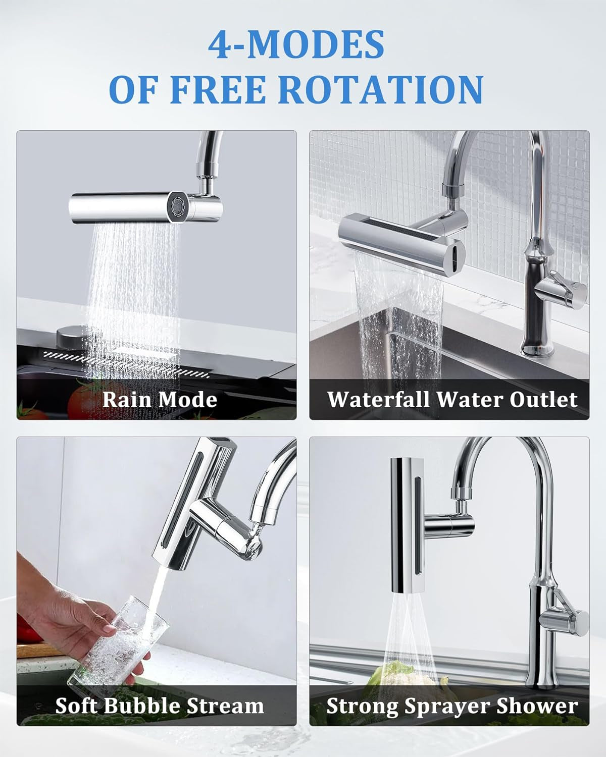 360° ROTATION 4IN1 MODES SINK SPLASH FAUCET