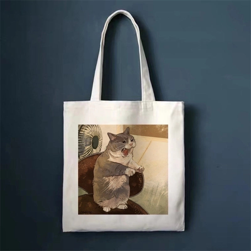 Women's Minimalist Cat Shopping Bags