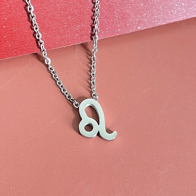 Simple Fashion Twelve Constellation Stainless Steel Geometric Necklace