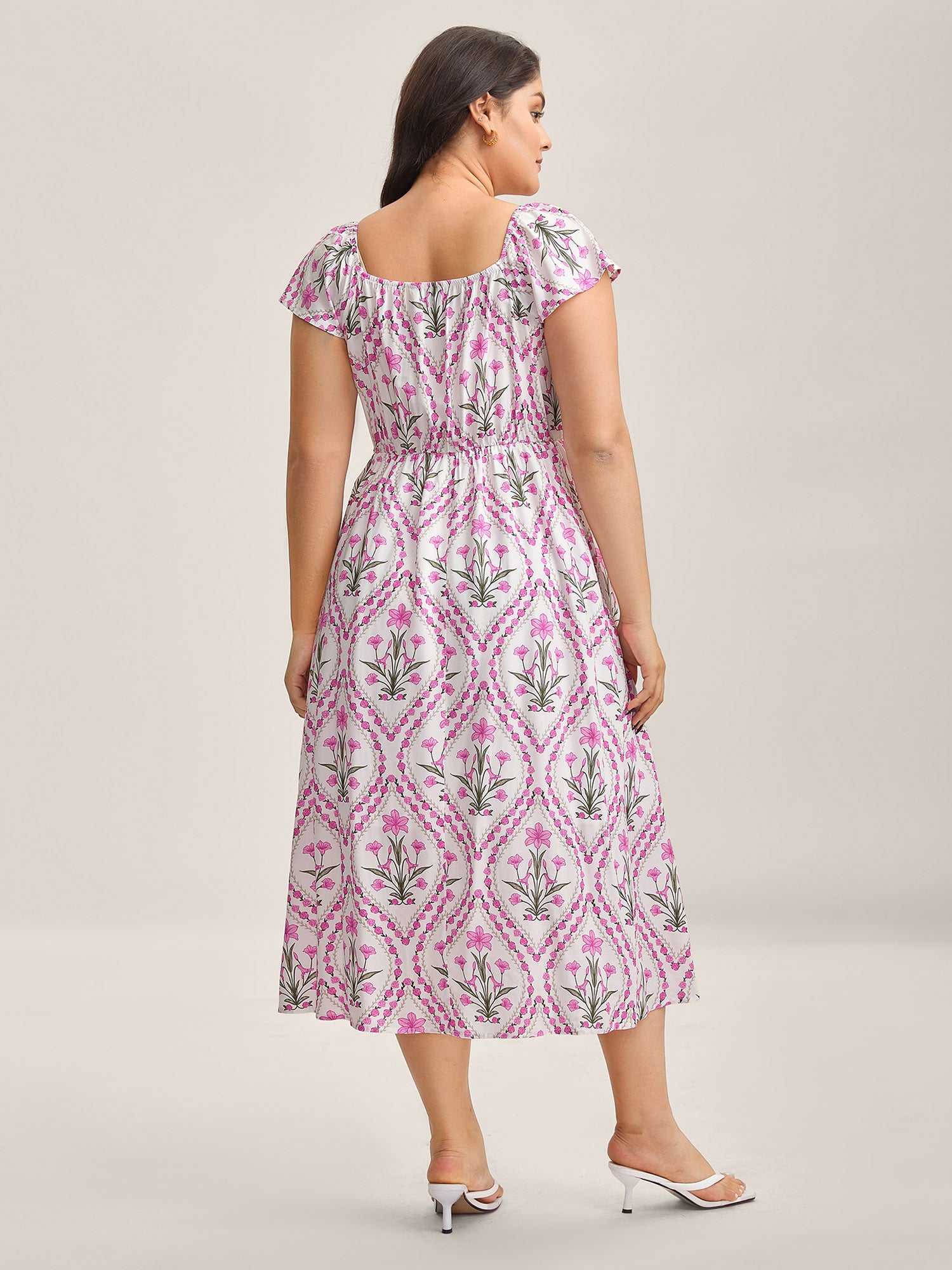 Floral Print Pockets Midi Dress