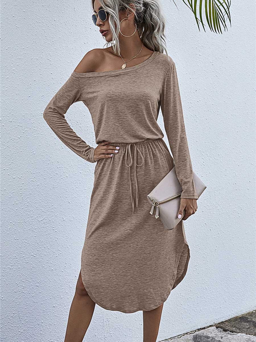 Strapless Long Sleeve Split Dress