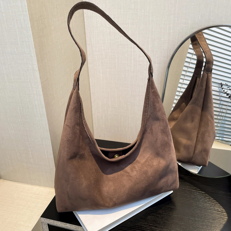 Retro Maillard Style Commuter Large Capacity Lazy Wind Loose Feeling Shoulder Bag Tote Bag
