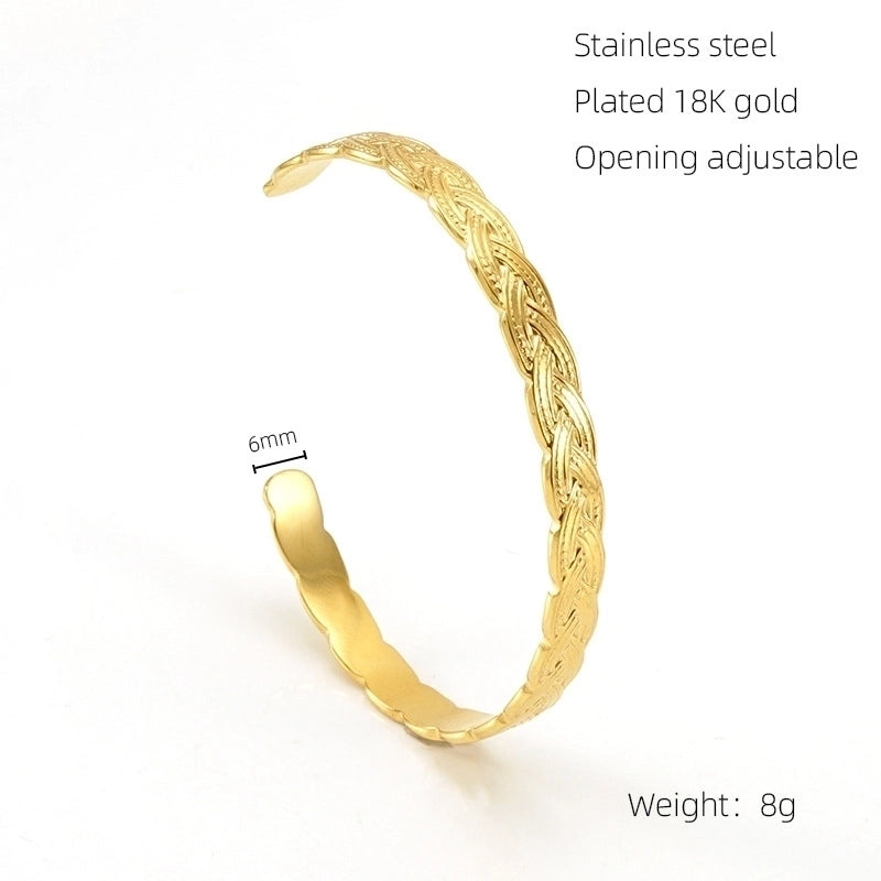 Retro Geometric Snake Stainless Steel Bangle