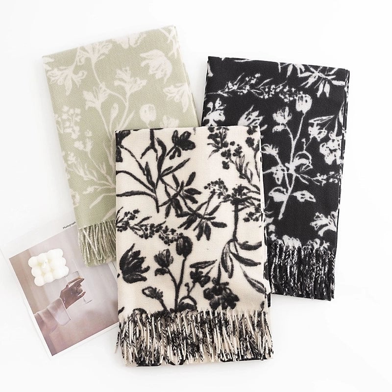 Women's Minimalist Flower Polyester Printing Scarf