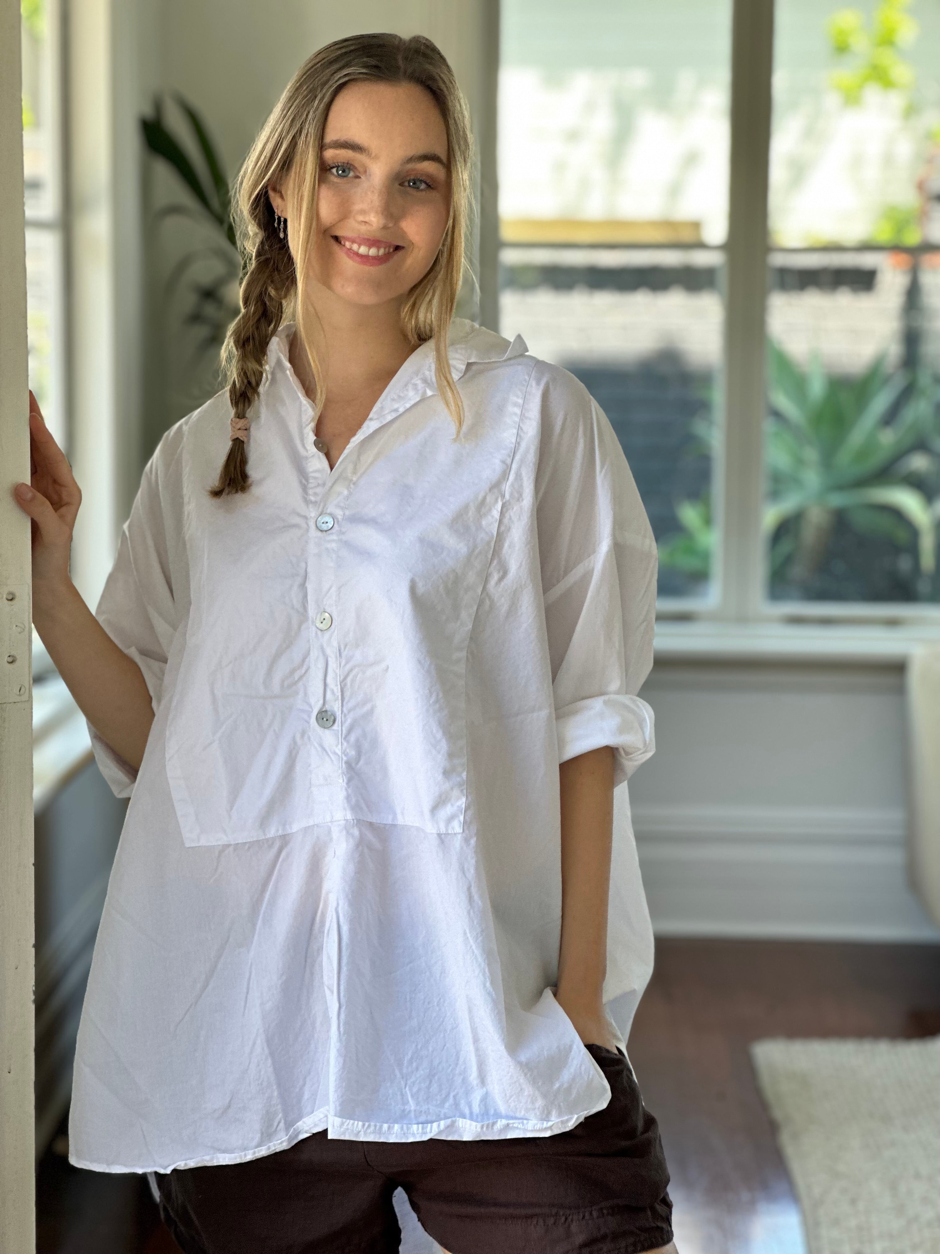 megan shirt - white cotton