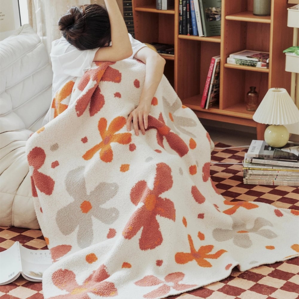 Floral Soft Knit Throw Blanket