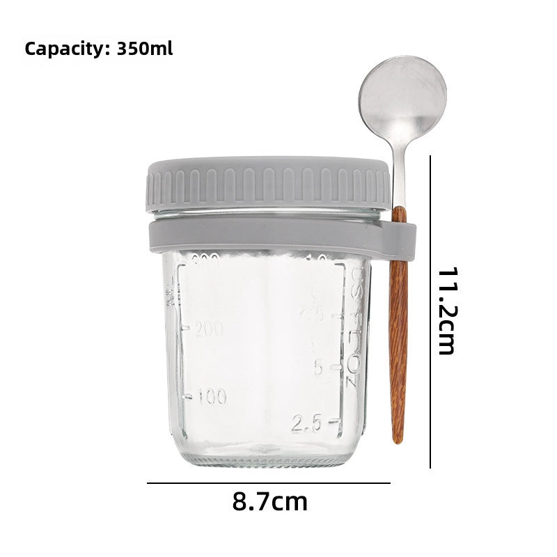 Overnight Oatmeal Cup Mason Sealed Glass Cup Portable Salad Cup With Lid Spoon Children Drink Soy Milk Yogurt