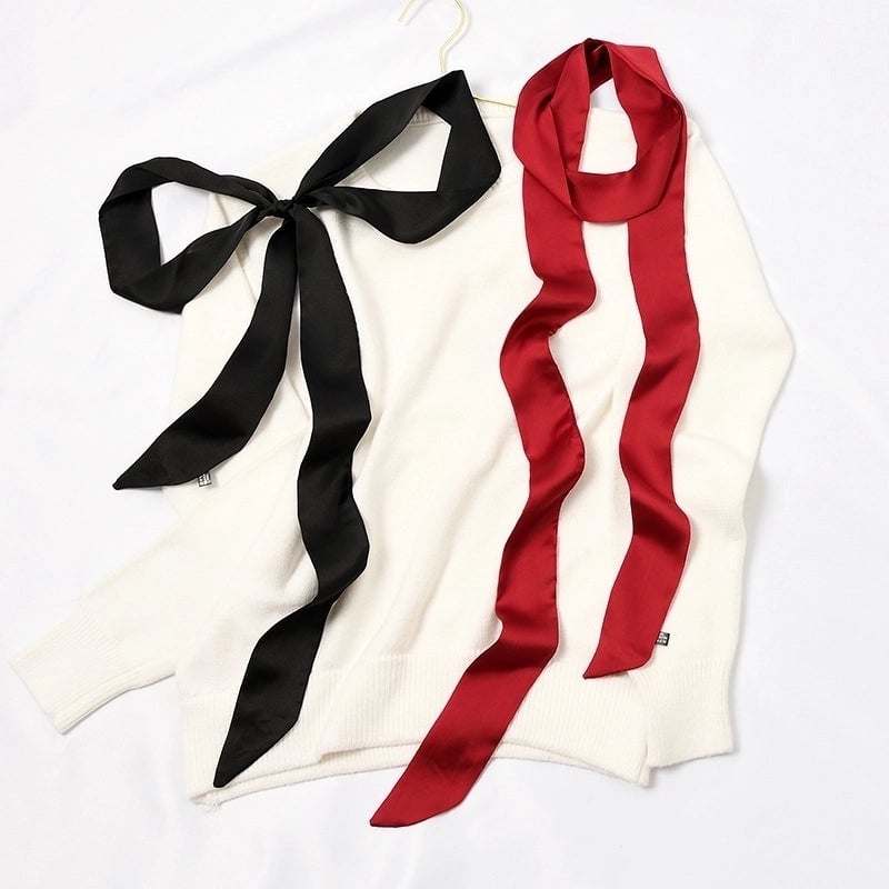 Women's Fashion Solid Color Satin Silk Scarves
