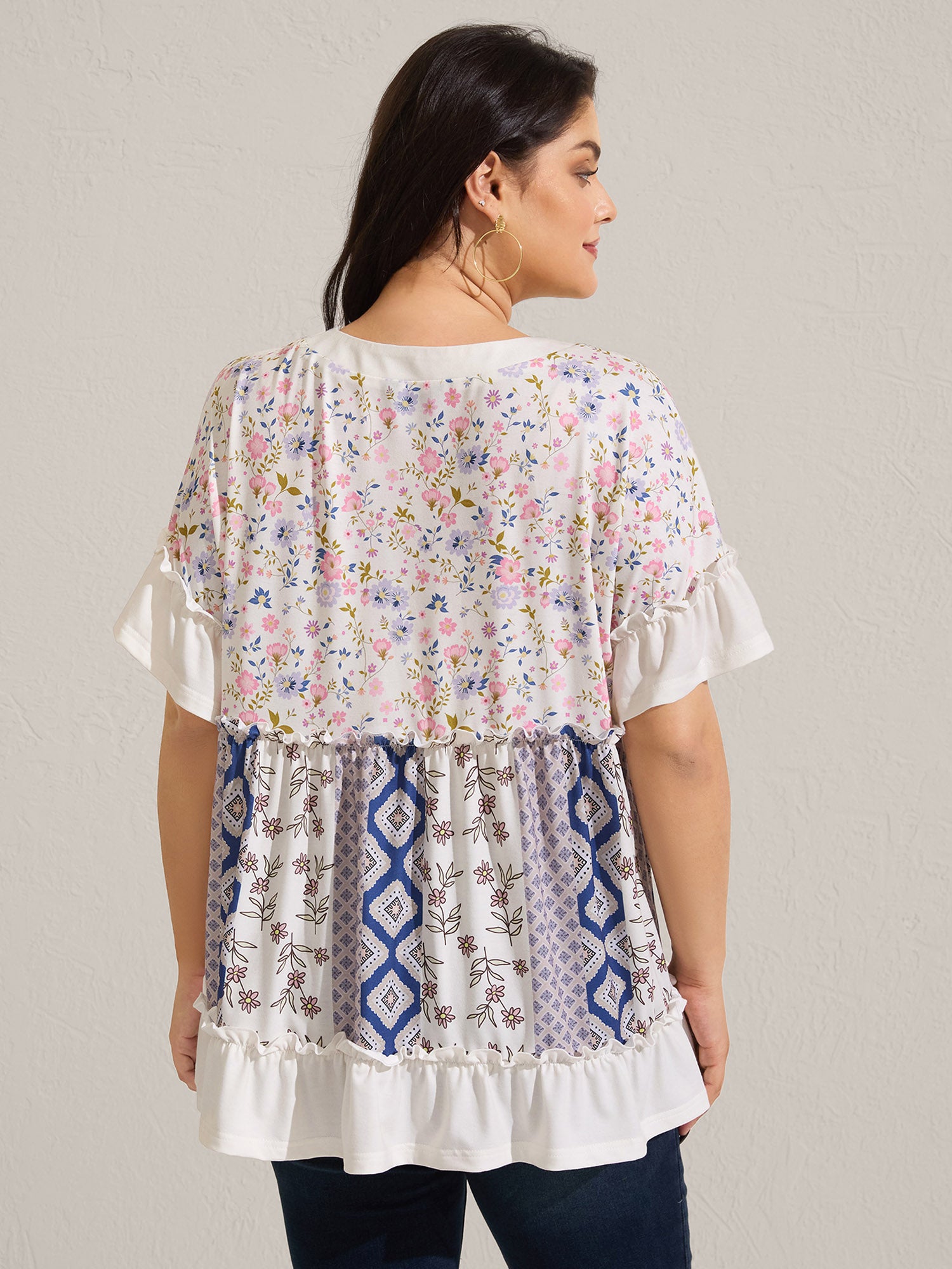 Floral Collage Print Knit Top