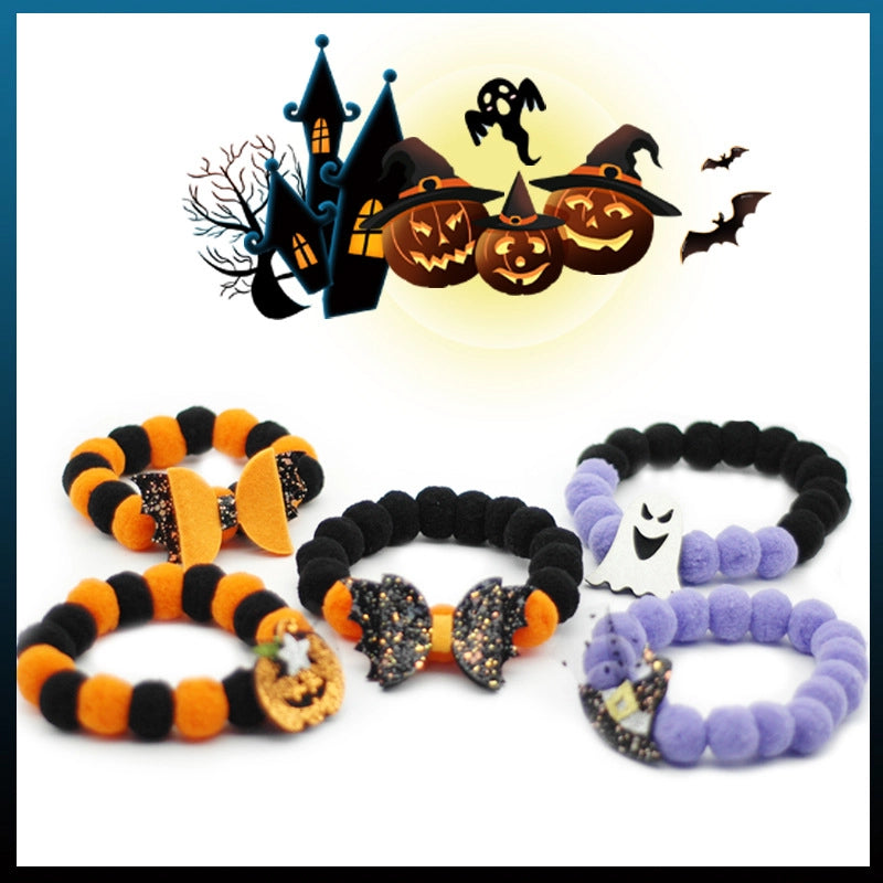 Colorful Ghost Festival Cat Dog Ball Collar Elastic Adjustable Pet Halloween Accessories Cole Duck Accessories